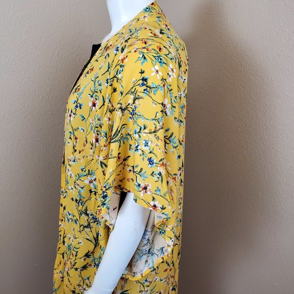 TYSA Yellow Floral Kimono Cardigan~Size 0/1 - Picture 4 of 9